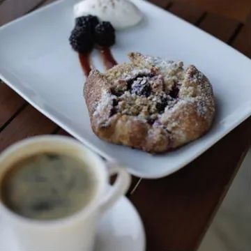 Berry galette and coffee