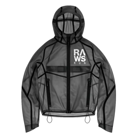 RAWS Men's Translucent Running Windbreaker Jacket, black