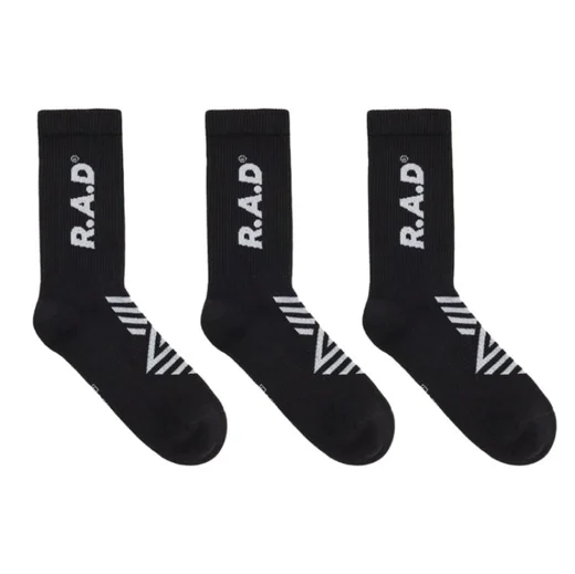 R.A.D General Sock triple pack, black and white